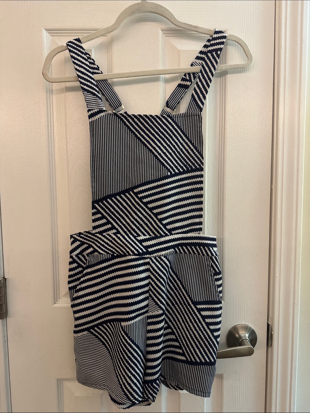 LAVISH ALICE Geometric Playsuit Romper Navy Blue White Size 6UK (US XS)
